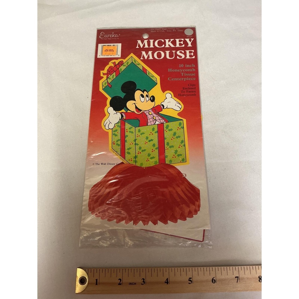 Vintage Eureka Mickey Mouse 10 Inch Honeycomb Tissue Centerpiece Disney 98107